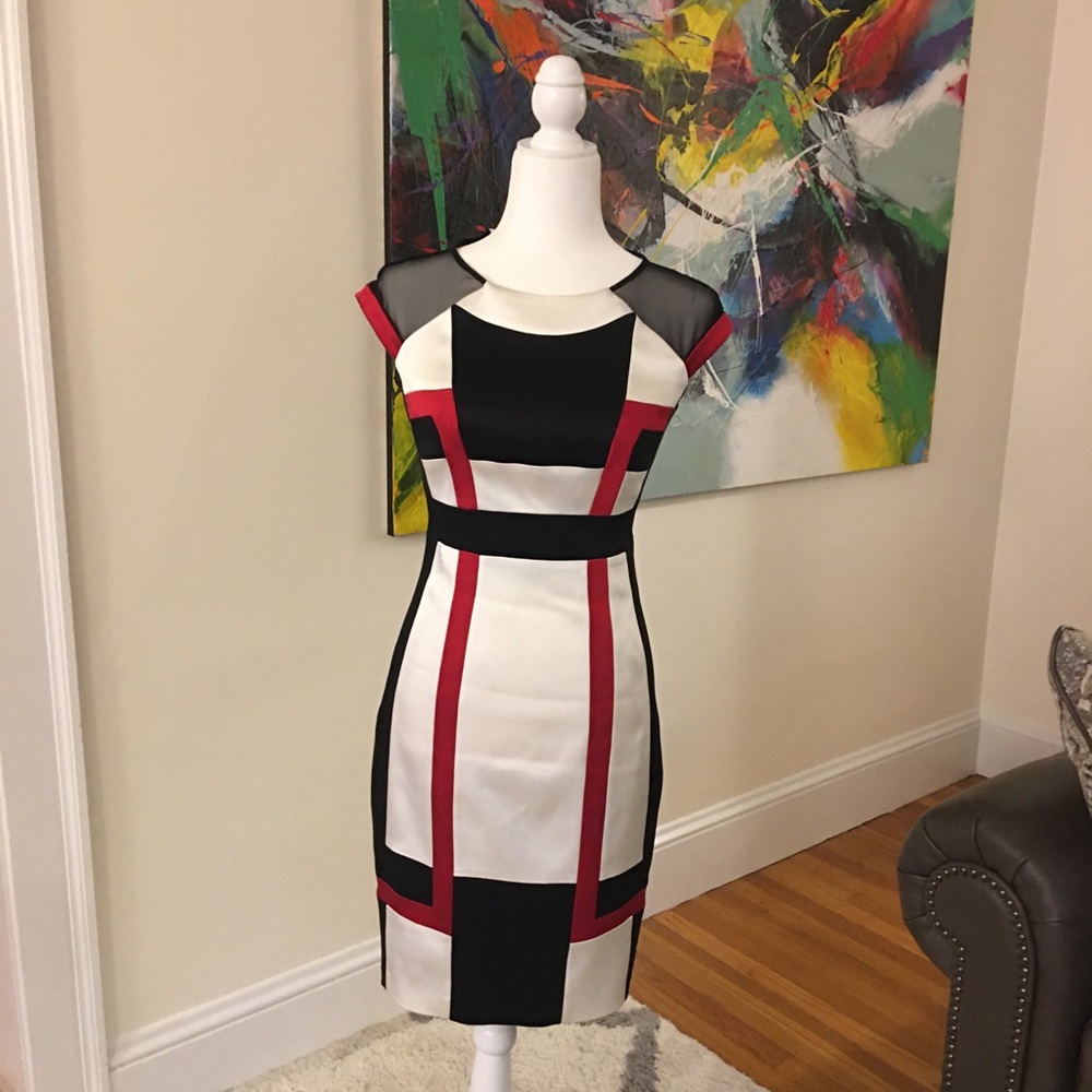 Jax Luxury Classy Evening Dress Red White Black